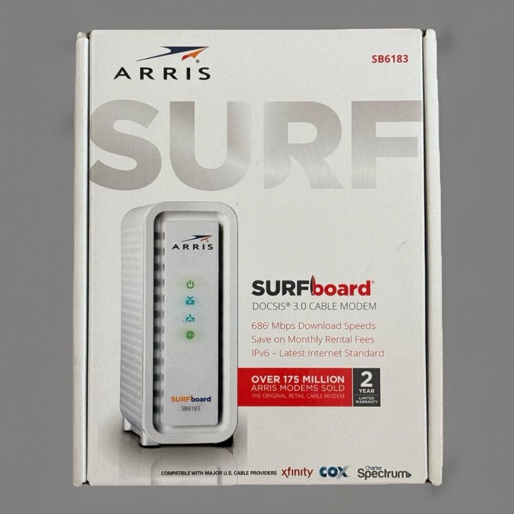 Arris SB6183 Surfboard  DOCSIS 3.0 16x4 Cable Modem‎ 686 MBPS Xfinity Spectrum